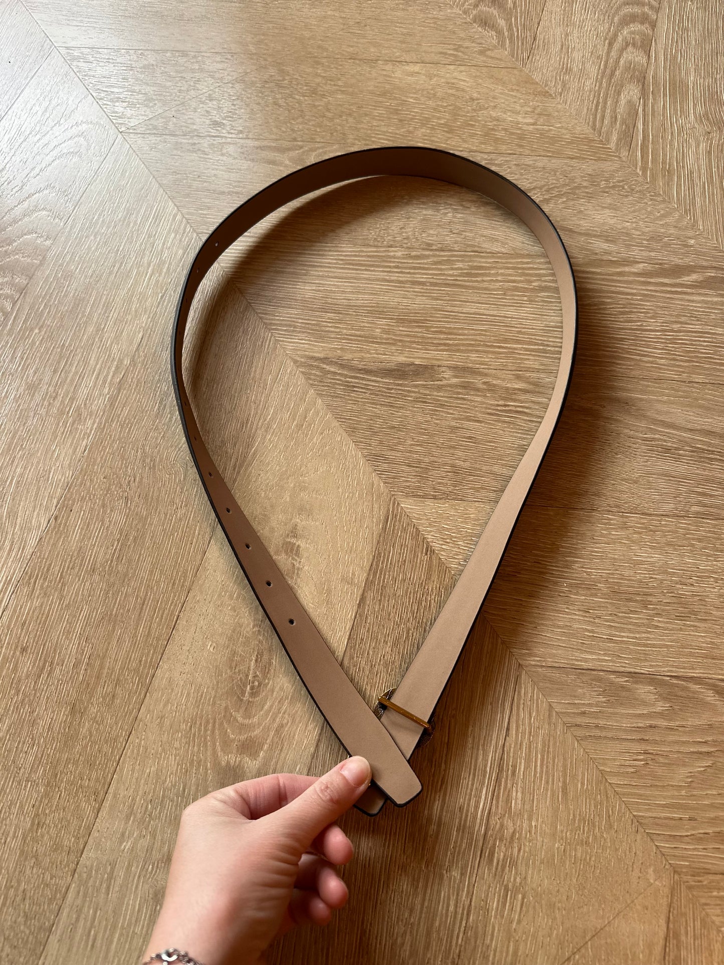 Ceinture en cuir marron foncé boucles dorées taille M