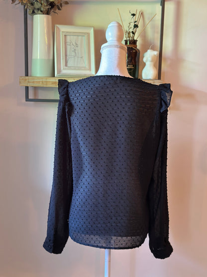 Blouse noire plumetis T.40