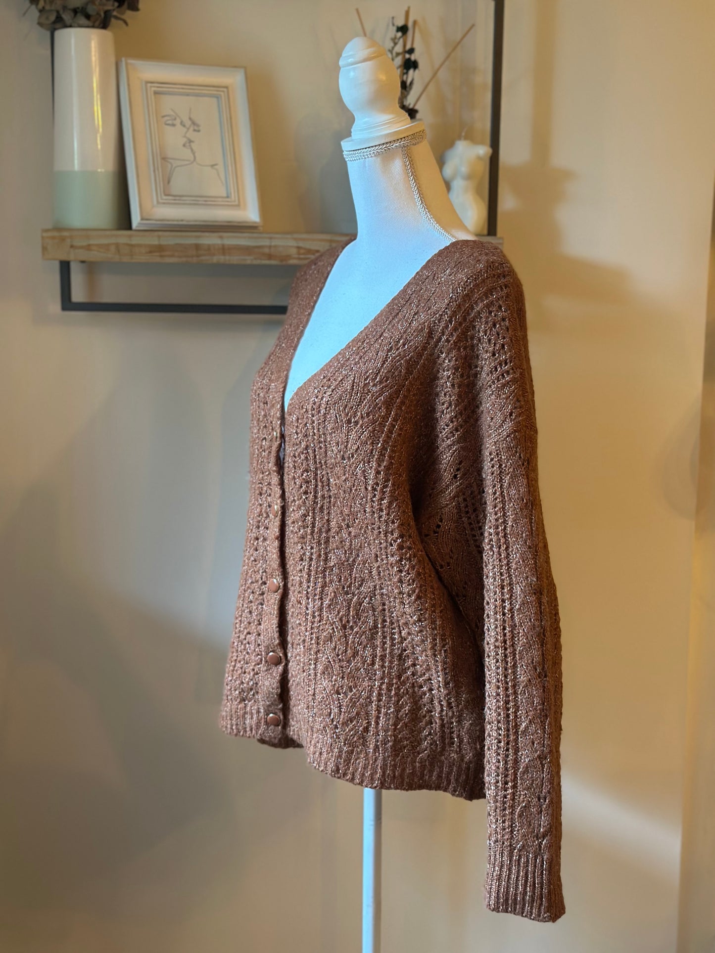 Gilet maille ajourée uni T.42
