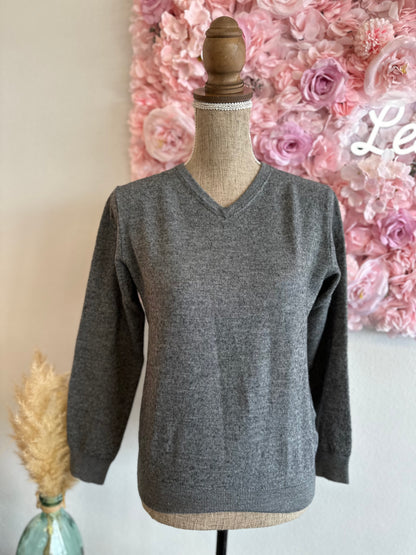 Pull gris chiné en laine mérinos, T.36