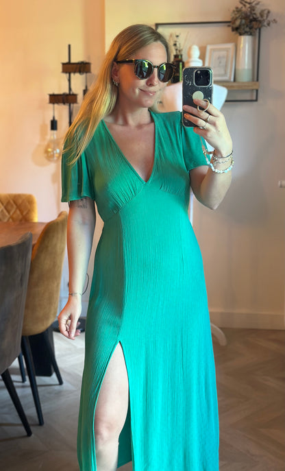 Robe midi Jet verte jacquard T.36