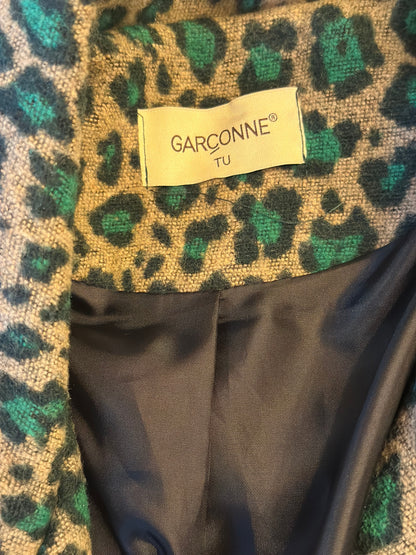 Manteau imprimé léopard lainé vert T.U