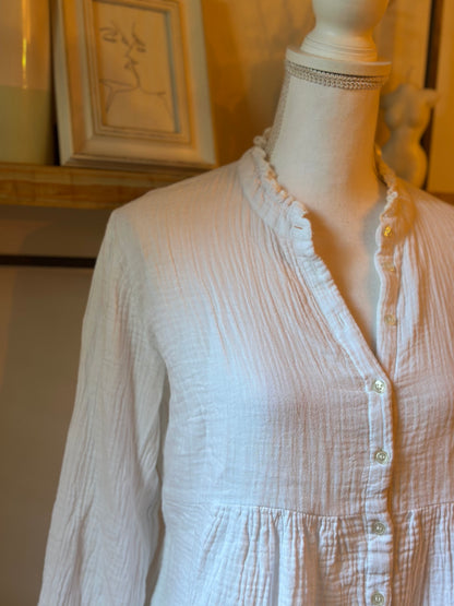 Blouse unie blanche fabriquée en Italie T.U convient du 38 au 42
