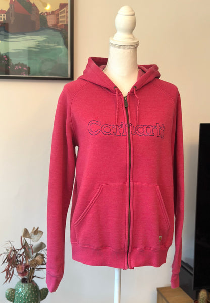 Sweat zippé à capuche rose logo brodé T.38
