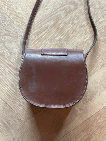 Sac bandoulière cuir marron vintage boucle métal – Made in France