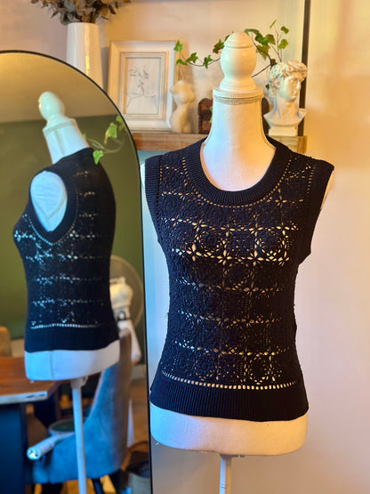 Cardigan sans manches au crochet noir T.34/36