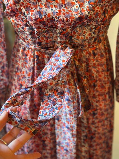 Robe longue fleurie multicolore T.36