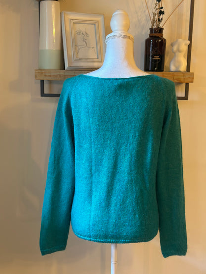 Pull col V uni mohair laine T.40