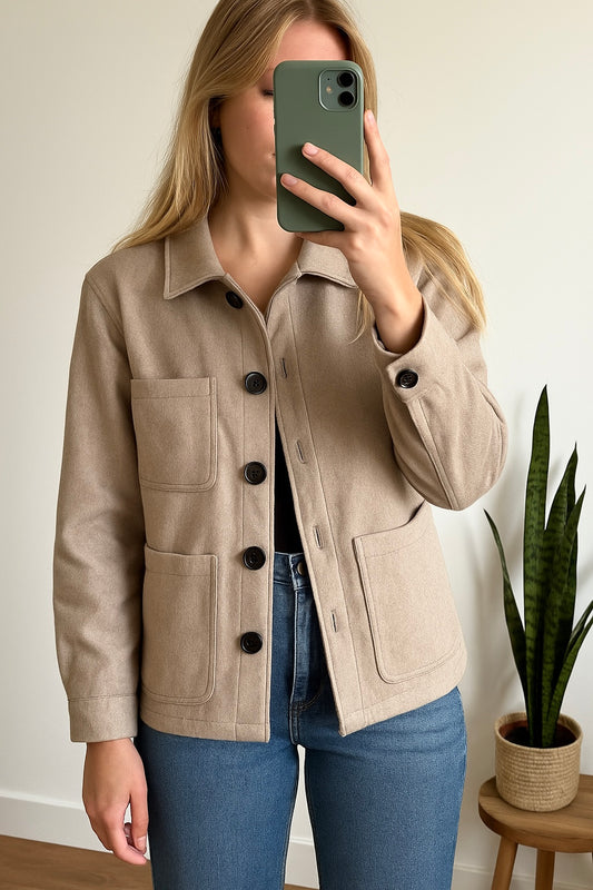 Veste en laine et cachemire beige T.38