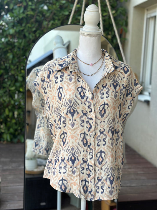 Chemise imprimé bohème oversize - Neuve avec étiquette T.36/38