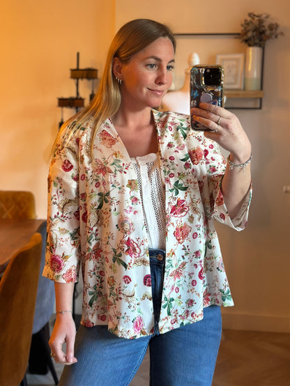Veste kimono fluide imprimé floral T.40