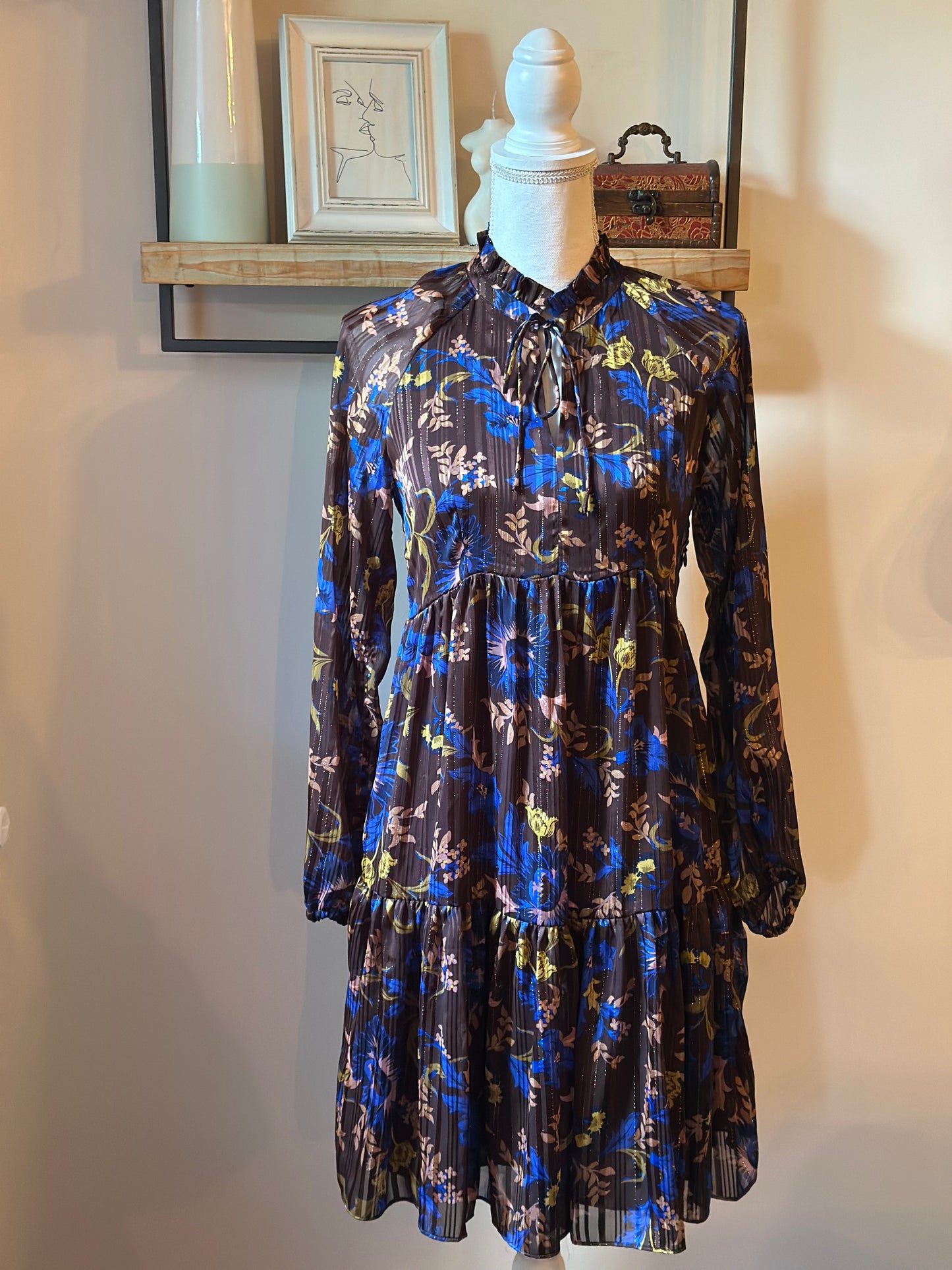 Robe fluide imprimé fleuri lurex T.36