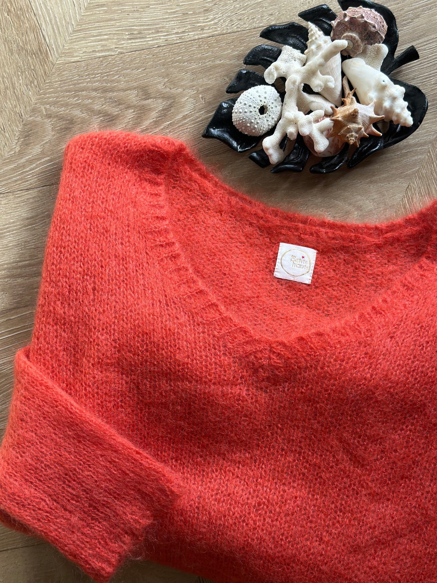 Pull col V uni en mohair T.34