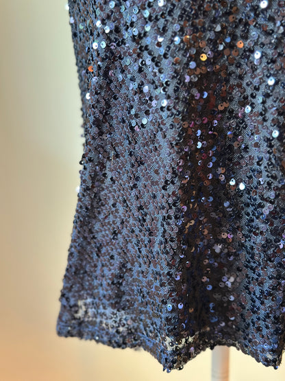 Top sans manches sequins bleu marine T.40