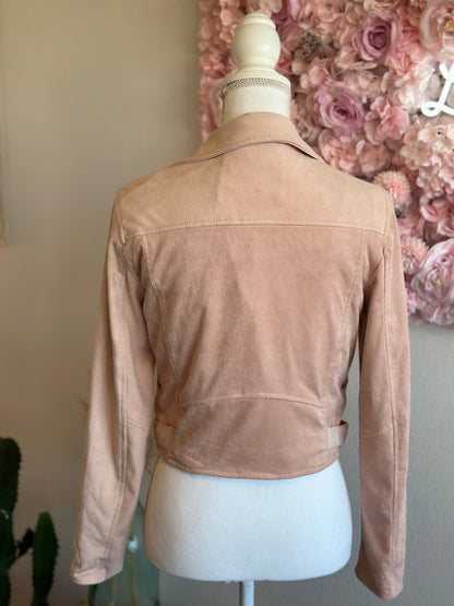 Veste perfecto en suédine rose clair, T.38