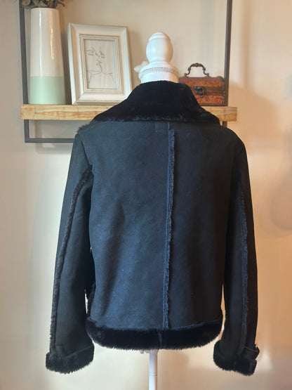 Veste aviateur en velours noir doublée T.34