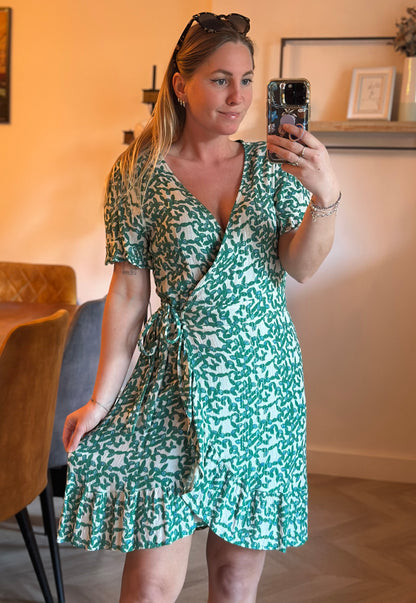 Robe portefeuille imprimé vert neuves T.38