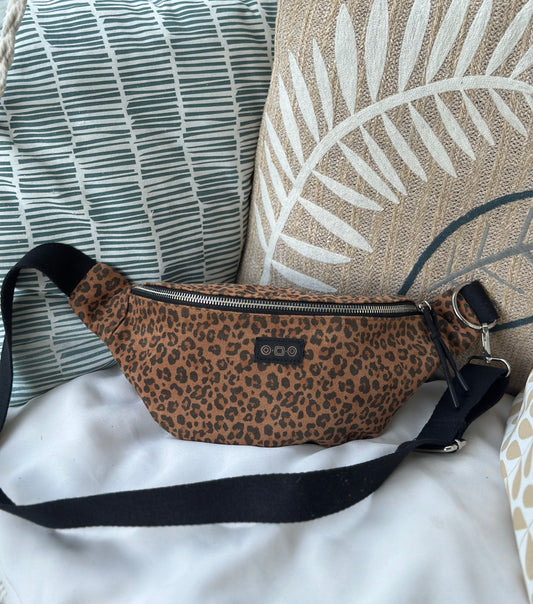 Sac banane imprimé léopard coton marron neuves