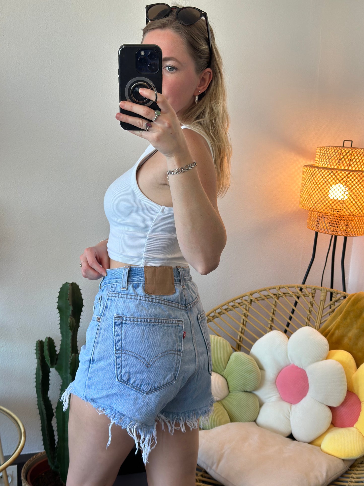 Short en jean bleu vintage T.36