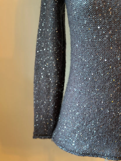 Pull gris à sequins en mohair et laine T.38
