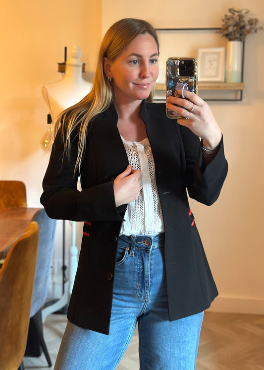 Blazer noir détails rouges fabriqué en France T.34