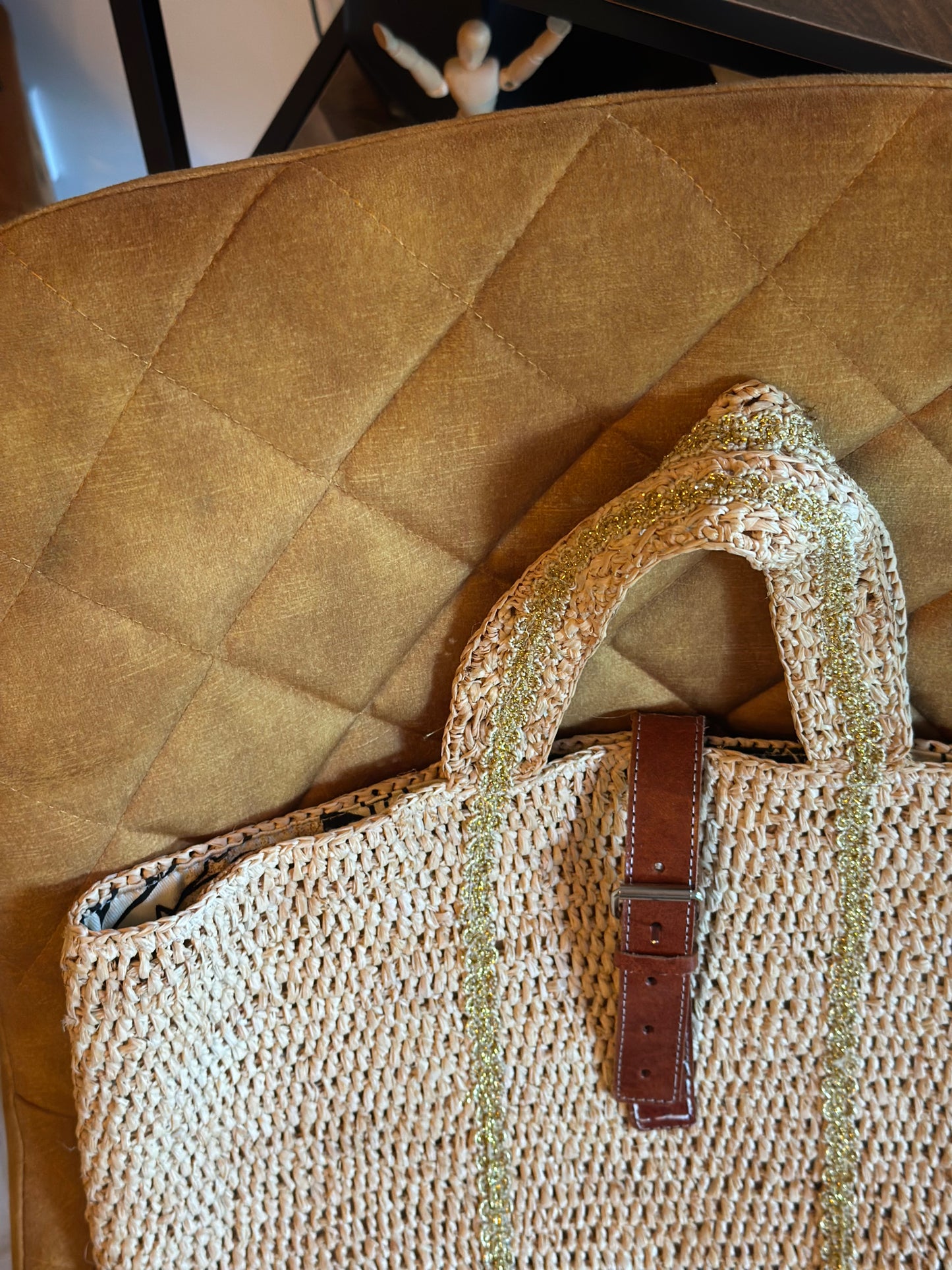 Sac en raphia fait main Madagascar – cuir