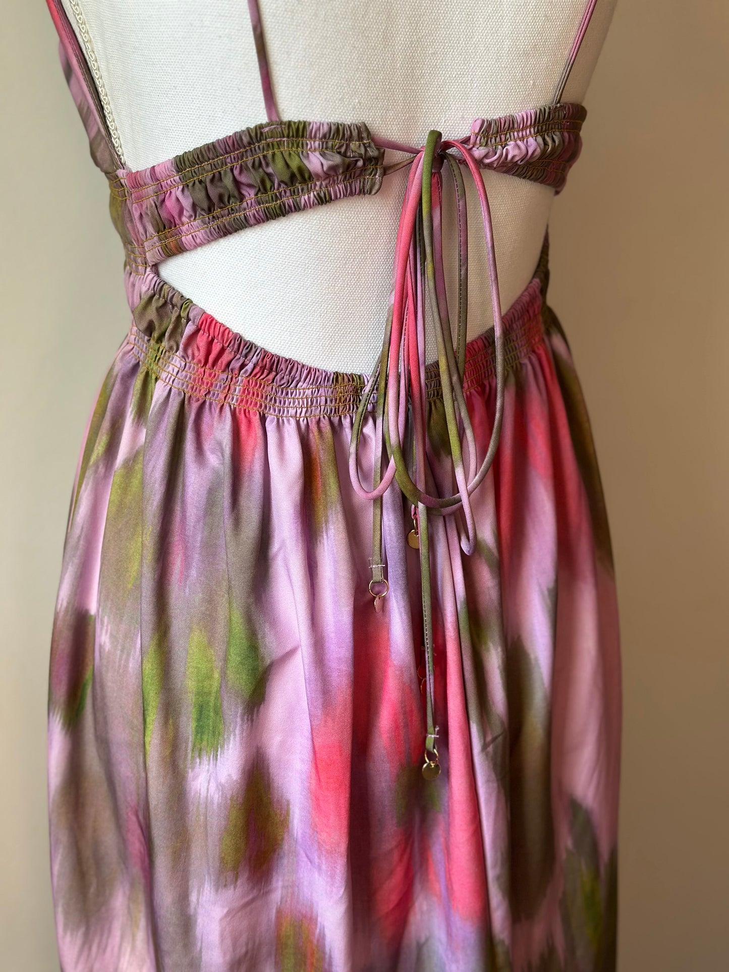 Robe longue fluide rose lila colorée neuf T.36