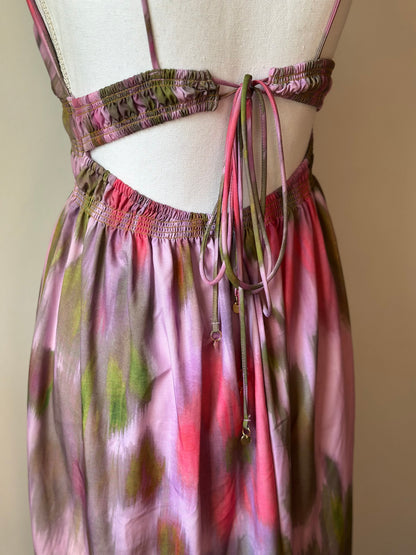 Robe longue fluide rose lila colorée neuf T.36