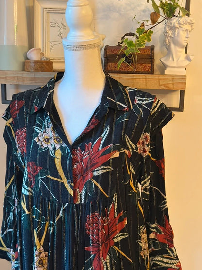Robe midi fluide imprimé fleuri - Modèle Paprika T.36