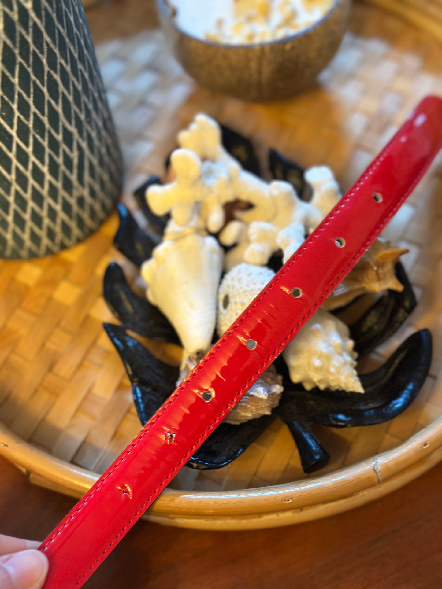 Ceinture en cuir rouge vernie – Made in France modèle vintage