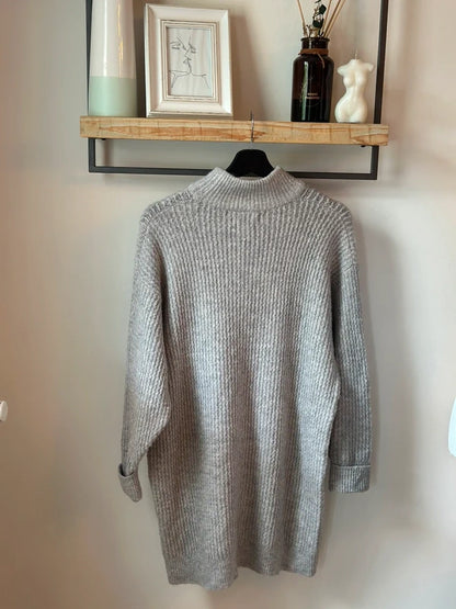Robe pull maille grise en laine T.36