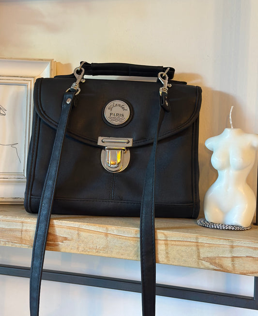 Sac bandoulière noir uni vintage