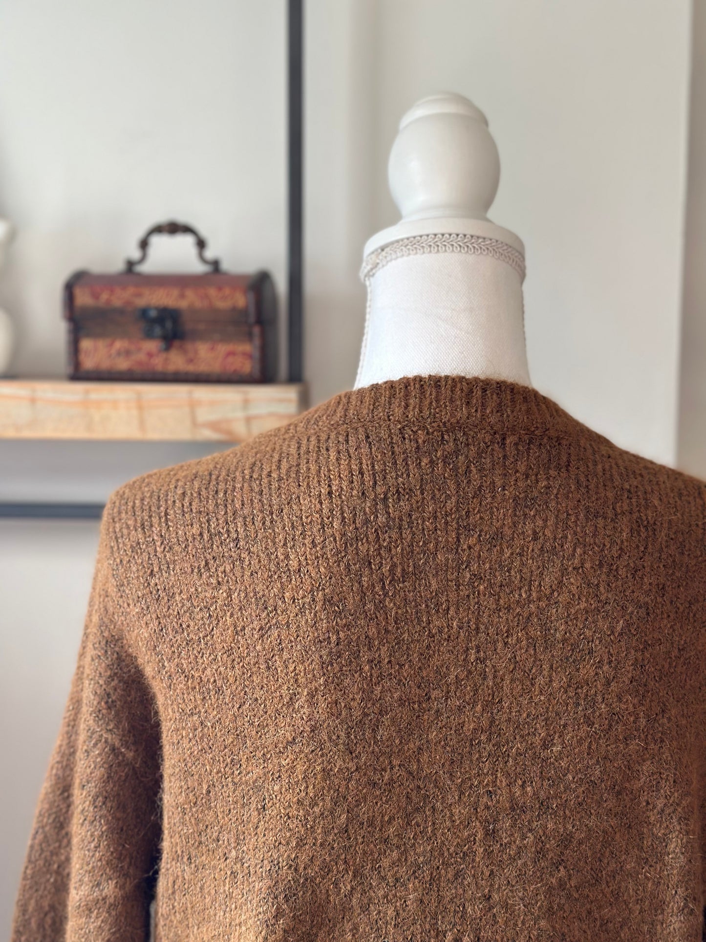 Gilet en maille douce laine mélangée coloris camel coupe oversize T.36/38