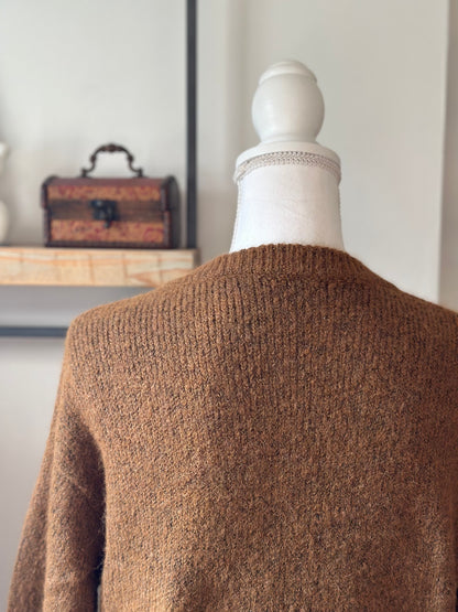 Gilet en maille douce laine mélangée coloris camel coupe oversize T.36/38