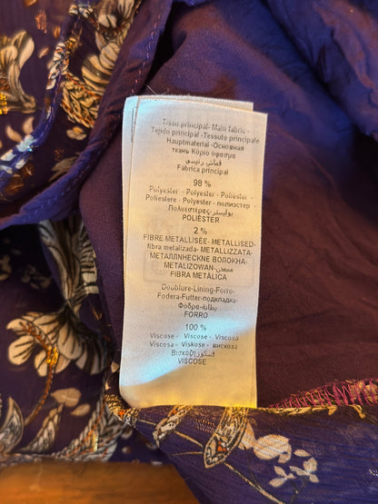 Blouse fleurie volants violet T.42