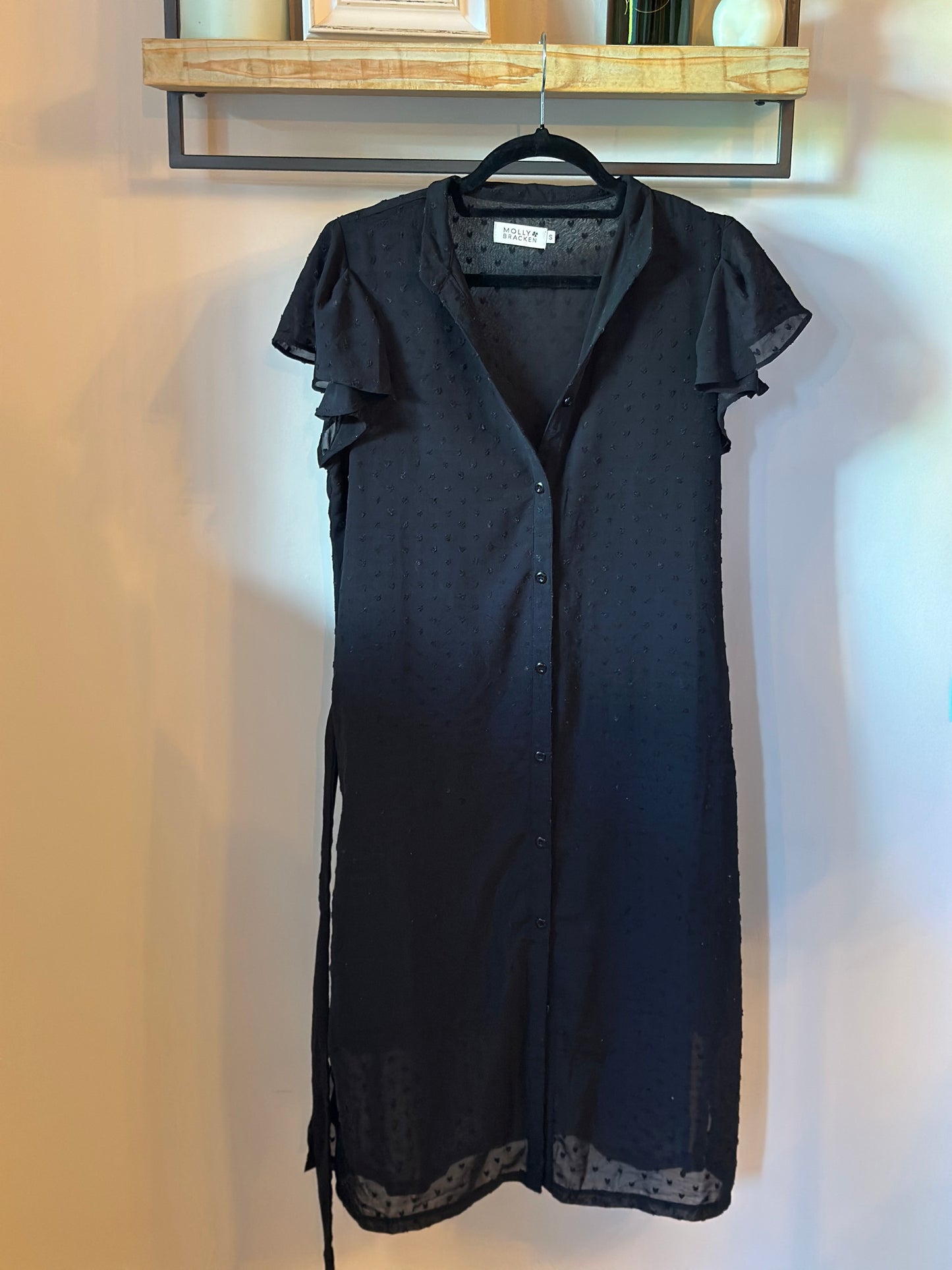 Robe midi noire plumetis T.36