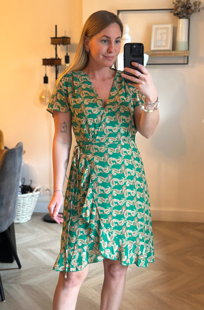 Robe portefeuille imprimé cachemire vert T.36 neuf avec étiquette