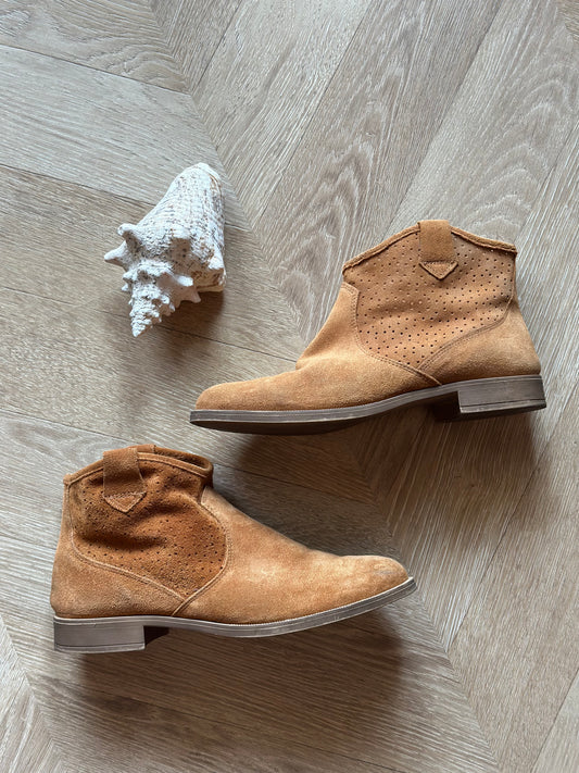 Bottines en cuir daim camel T.39