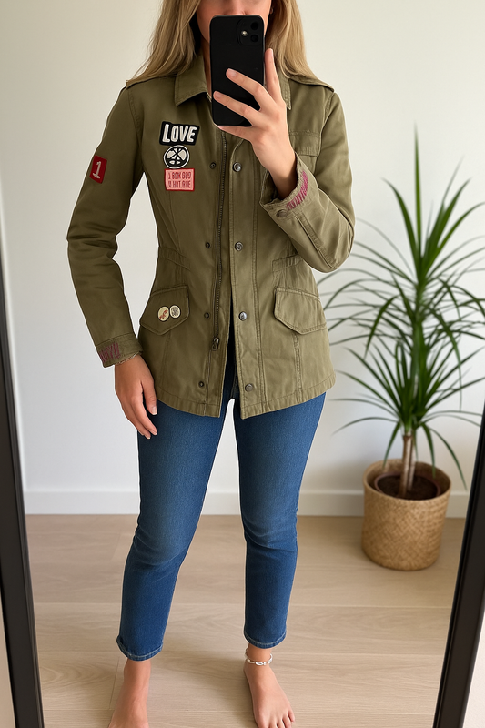 Veste kaki patch brodés T38
