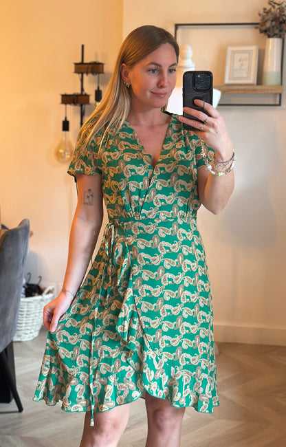 Robe portefeuille imprimé cachemire vert T.36 neuf avec étiquette