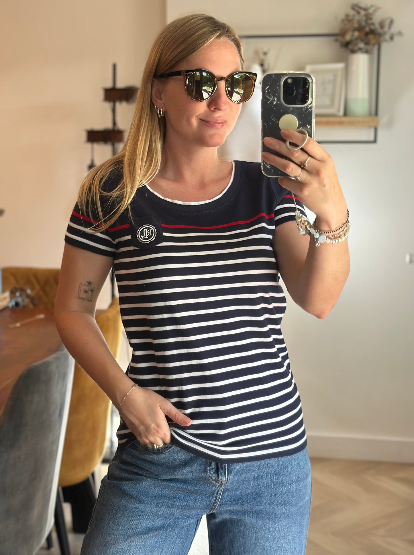 T-shirt marinière bleu marine et blanc T.36