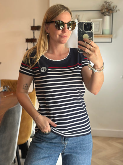 T-shirt marinière bleu marine et blanc T.36