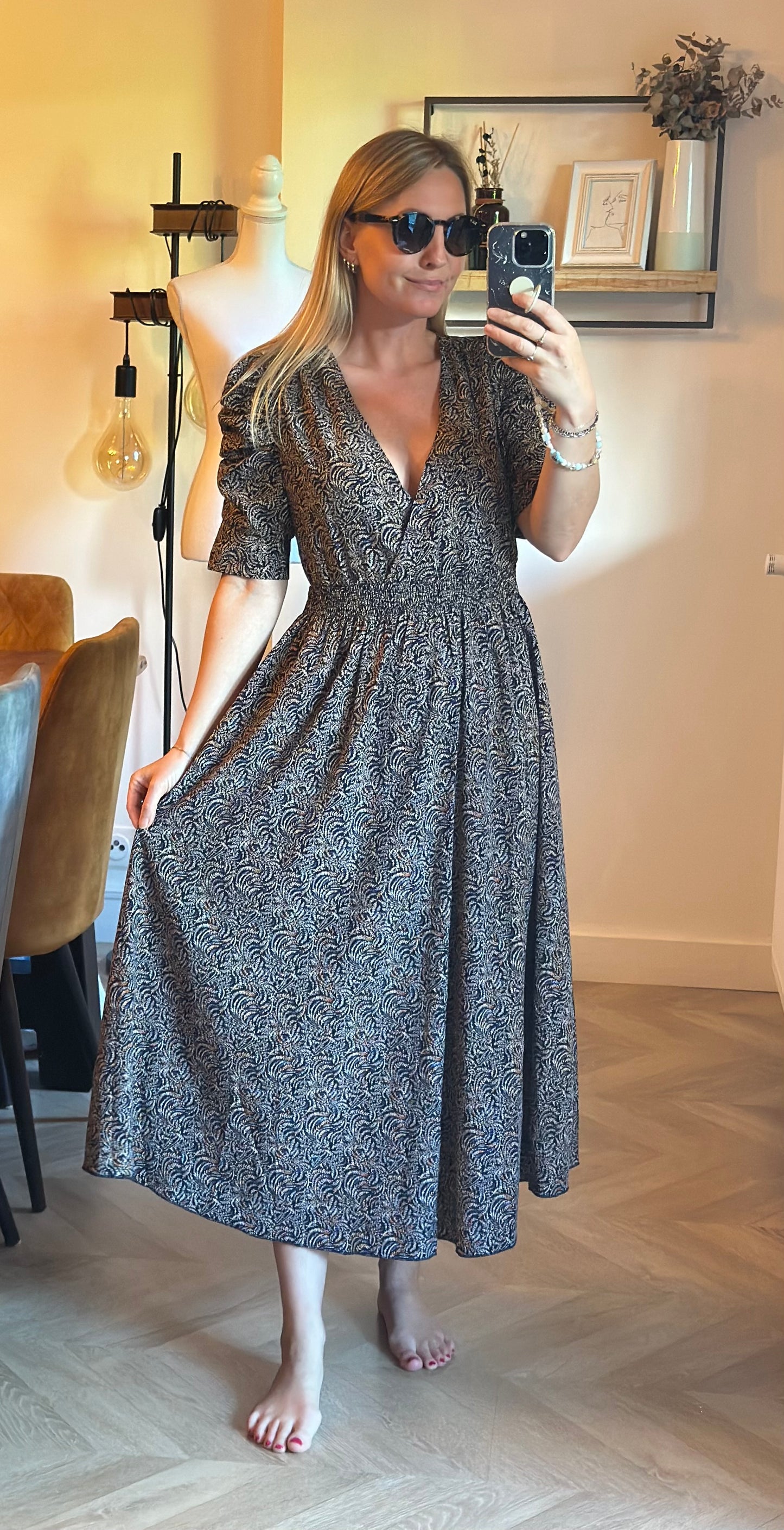 Robe longue imprimé feuillage T.38