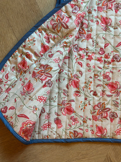 Gilet matelassé motif fleuri et rayures en coton neuf T.36/38