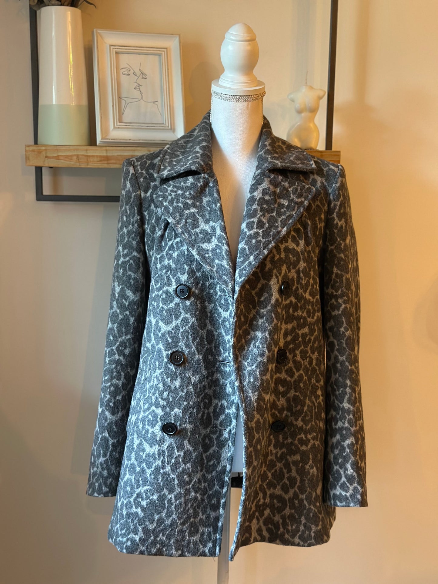 Manteau imprimé léopard laine mélangée T.38