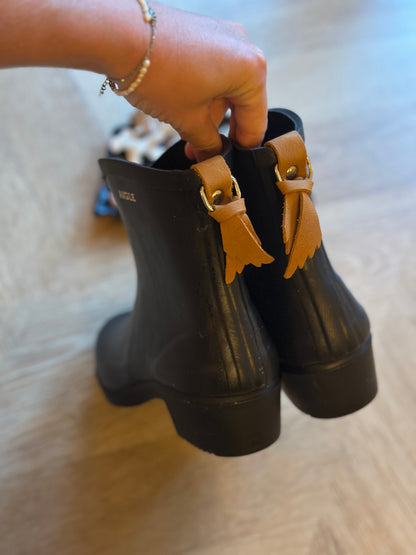 Bottines de pluie noires Juliette en caoutchouc naturel P.37