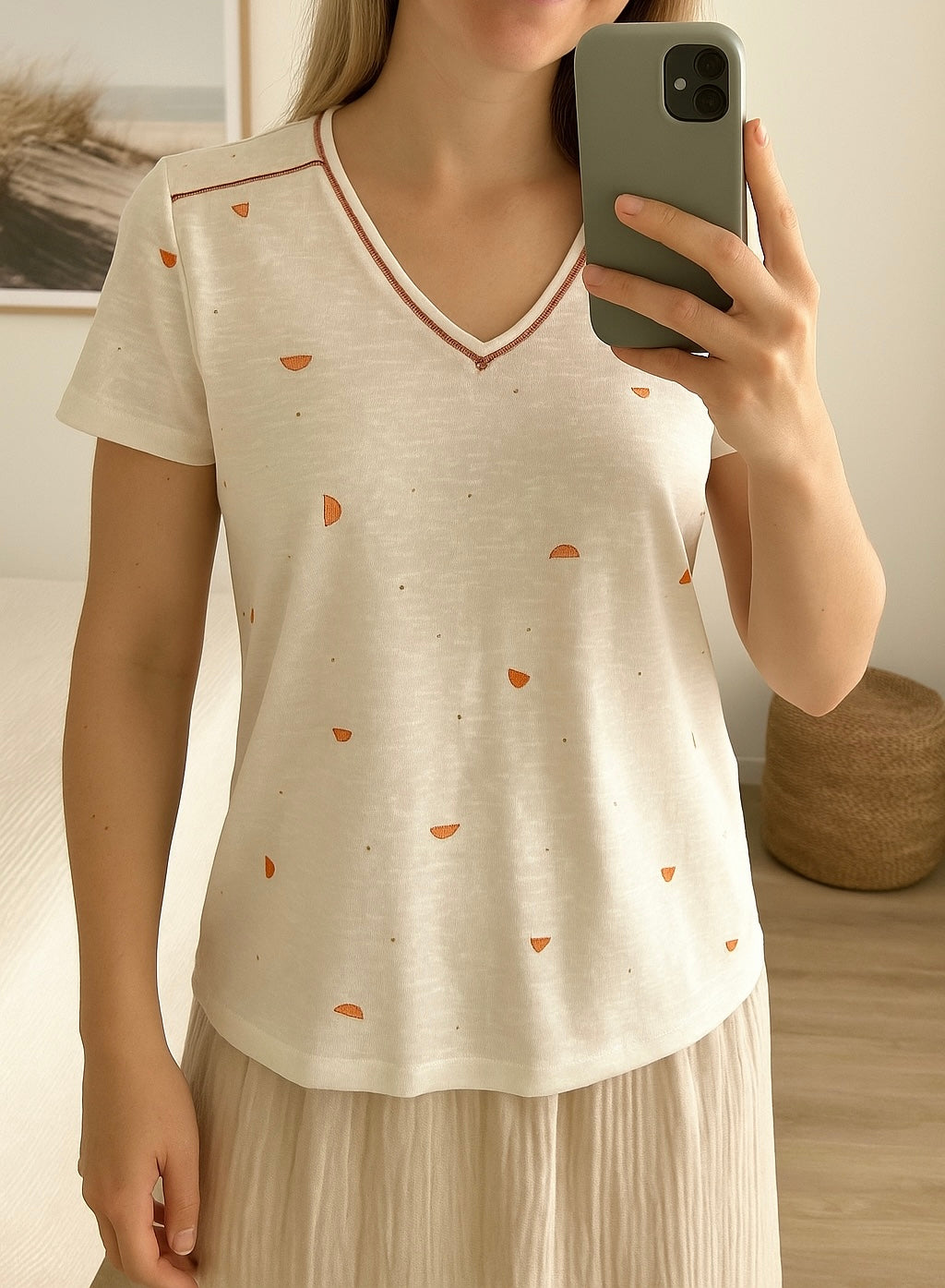 T-shirt blanc motifs pastèque T.40