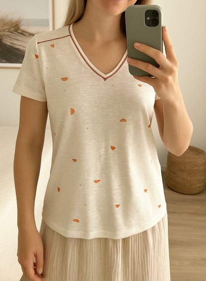 T-shirt blanc motifs pastèque T.40