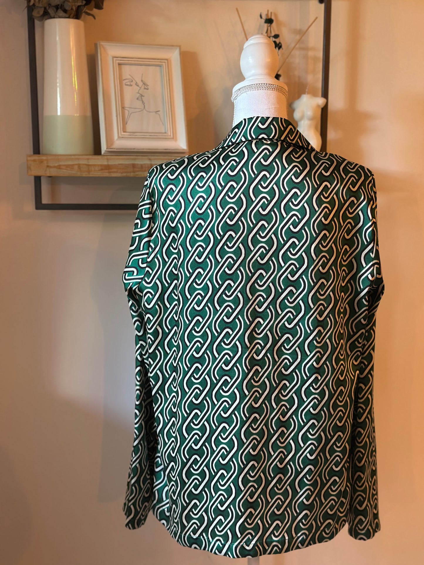 Chemise blazer imprimé chaînes vert T.38