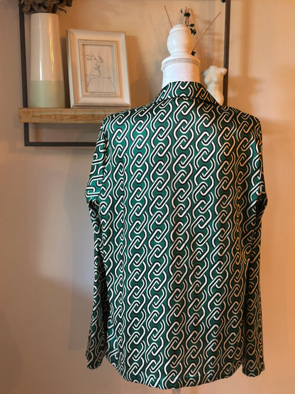 Chemise blazer imprimé chaînes vert T.38